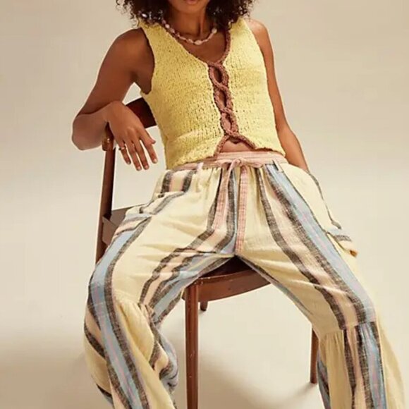 NWT Free People Sicily Shell Sweater in Summer Lemonade Combo - Picture 4 of 4